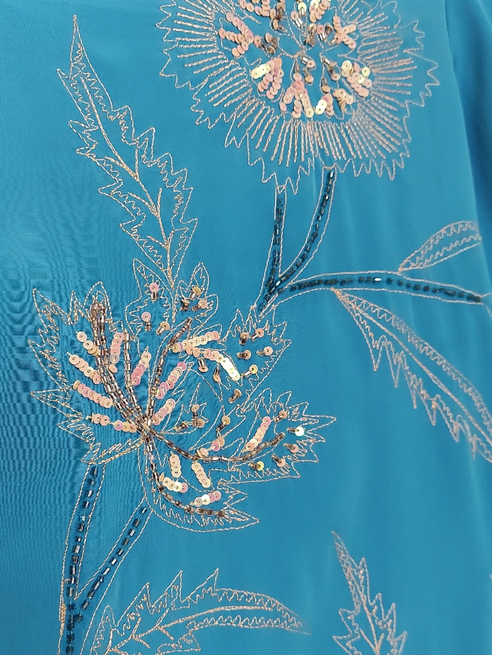 Anthropologie Moksha Top, Size L, Silk, Blue, Embroidered Sequins - Picture 10 of 11
